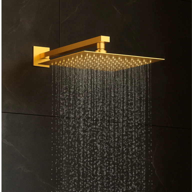 Pălărie de duș tip ploaie Balneo CASCADE, pătrată, 25 cm, auriu lucios [3]