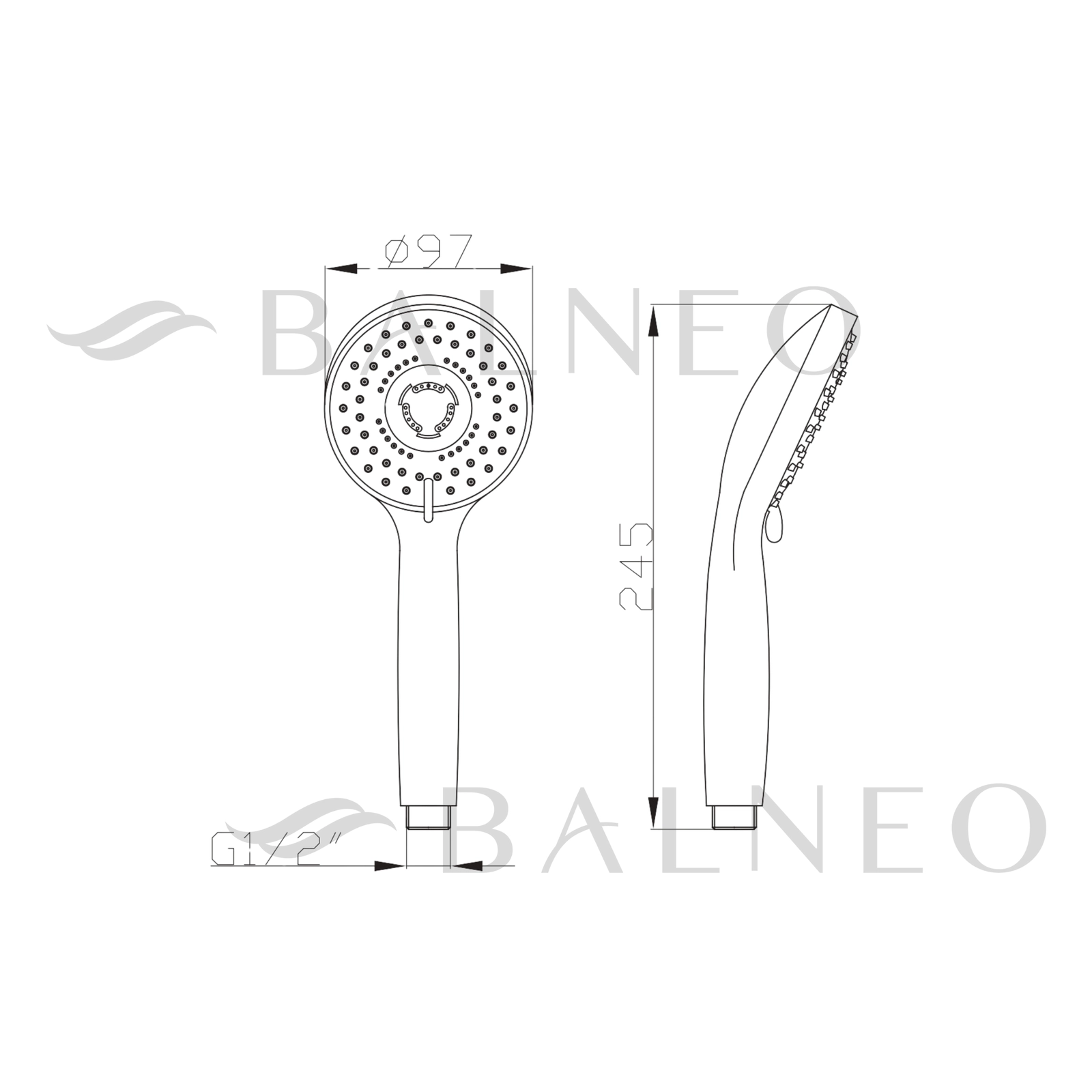 Pară de duș Balneo CASCADE, 24.5x9.7 cm, cu 3 funcții de pulverizare, auriu lucios [6]