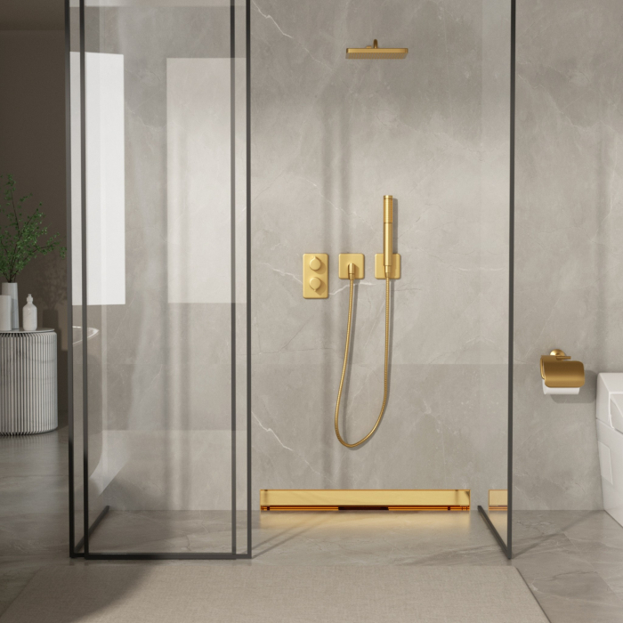 Rigolă de duș încastrată în perete, faianțabilă, Balneo W-Drain NEXT Auriu, 100 cm [3]