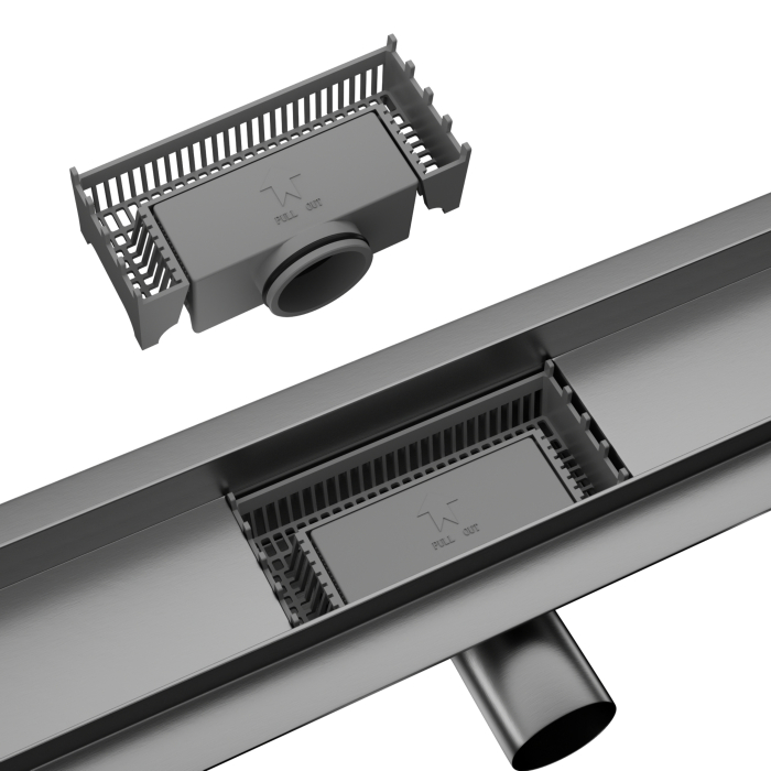 Rigolă de duș liniară faianțabilă, reversibilă, Balneo Duplex NEXT Grafit (Gun Metal), 60 cm [4]