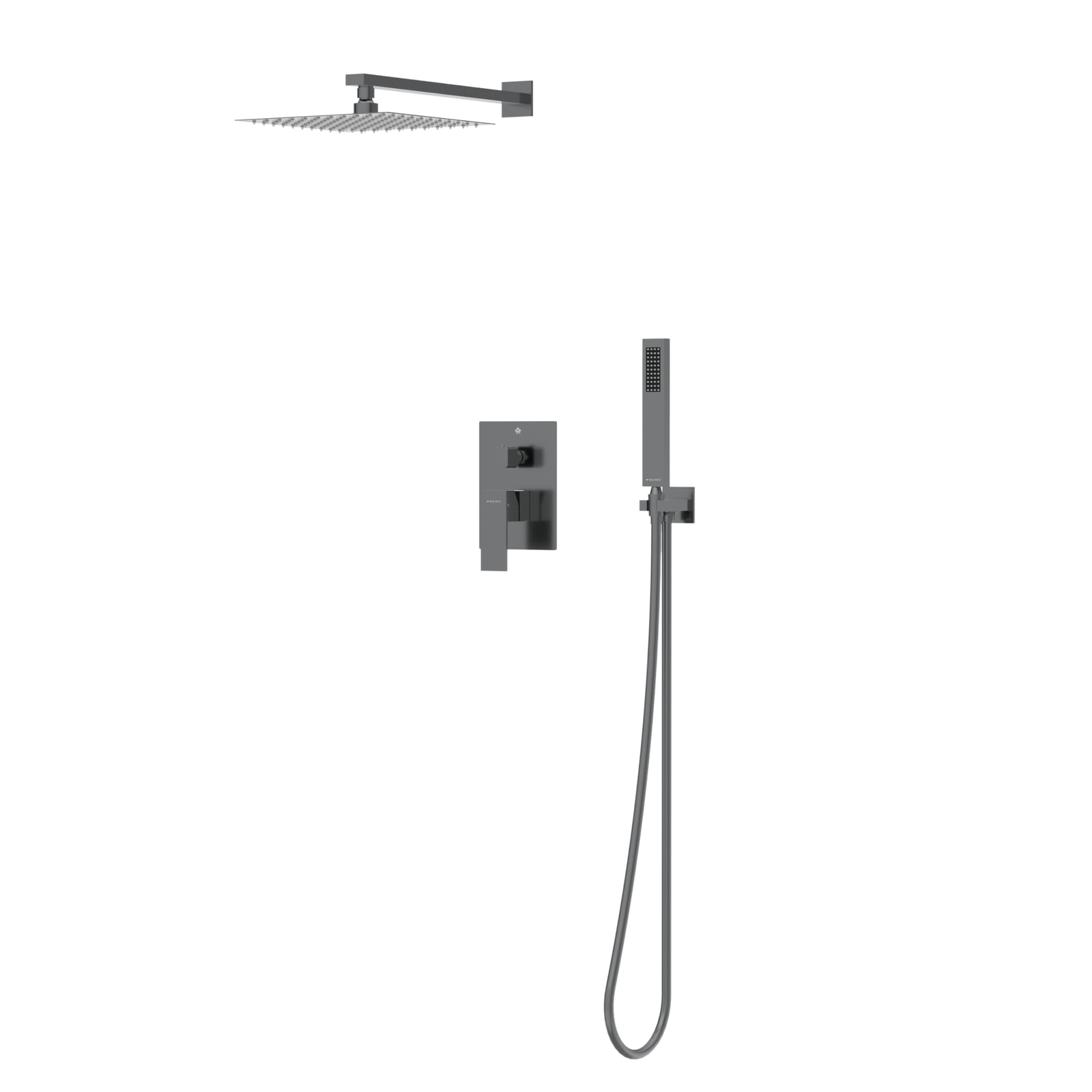 Sistem de duș încastrat Balneo Cascade, cu cartuș ceramic și perlator, Gun metal [3]
