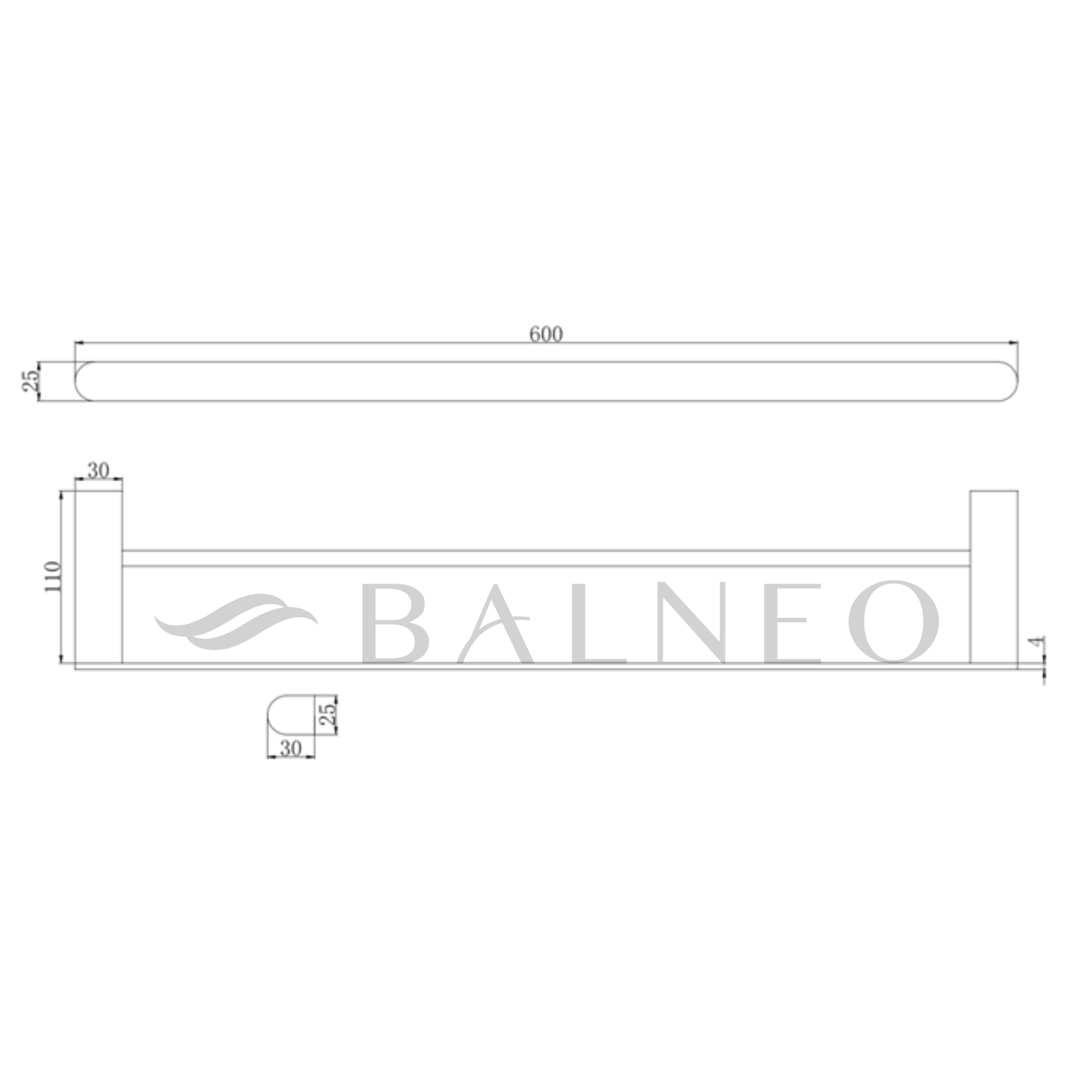 Suport prosop baie Balneo QARX dublu, 60x11 cm,  Cupru  [2]