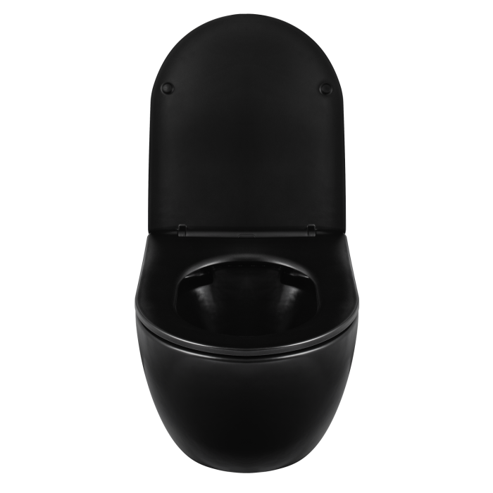 Vas WC suspendat Balneo LUNA Negru, cu capac soft-close, fara margine [4]