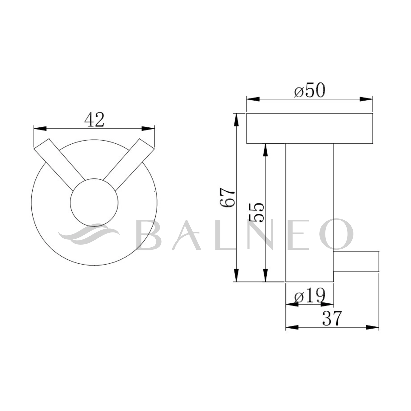 Agățătoare baie QUBE, inox, 19x67x50 mm [1]