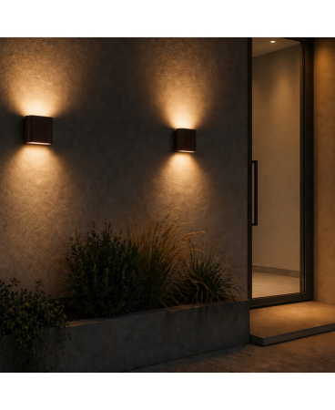 Iluminat exterior - Aplică de exterior, 2 x 3W, 3000K, din aluminiu, grafit, Zambelis Lights E238