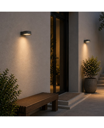 Iluminat exterior - Aplică de exterior LED, 12W, 3000K, din aluminiu, grafit, IP54, Zambelis Lights E464