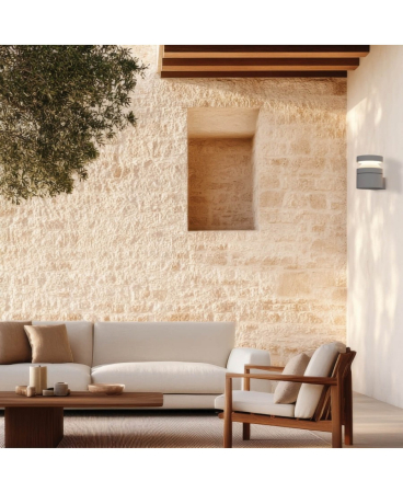 Iluminat exterior - Aplică de exterior LED, 15W, 3000K, din sticlă, metal, beton, IP65, Zambelis Lights E474