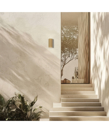 Aplice exterior - Aplică de exterior LED, 2 x 3W, 3000K, din aluminiu, gri, bej, IP54, Zambelis Lights E420