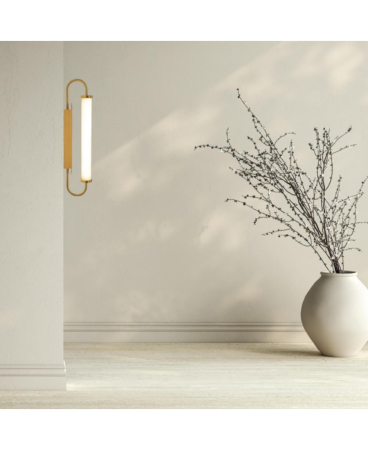 Aplice interior - Aplică de perete LED, 10W, din sticlă, alamă, alamă, opal, Zambelis Lights 25152