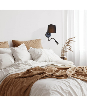 Iluminat decorativ - Aplică de perete LED, 3W + max. 40W, din metal, negru, Zambelis Lights H57