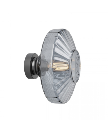 Aplice interior - Aplică de perete, max. 40W, E27, din sticlă, metal, gri închis, Zambelis Lights 23011