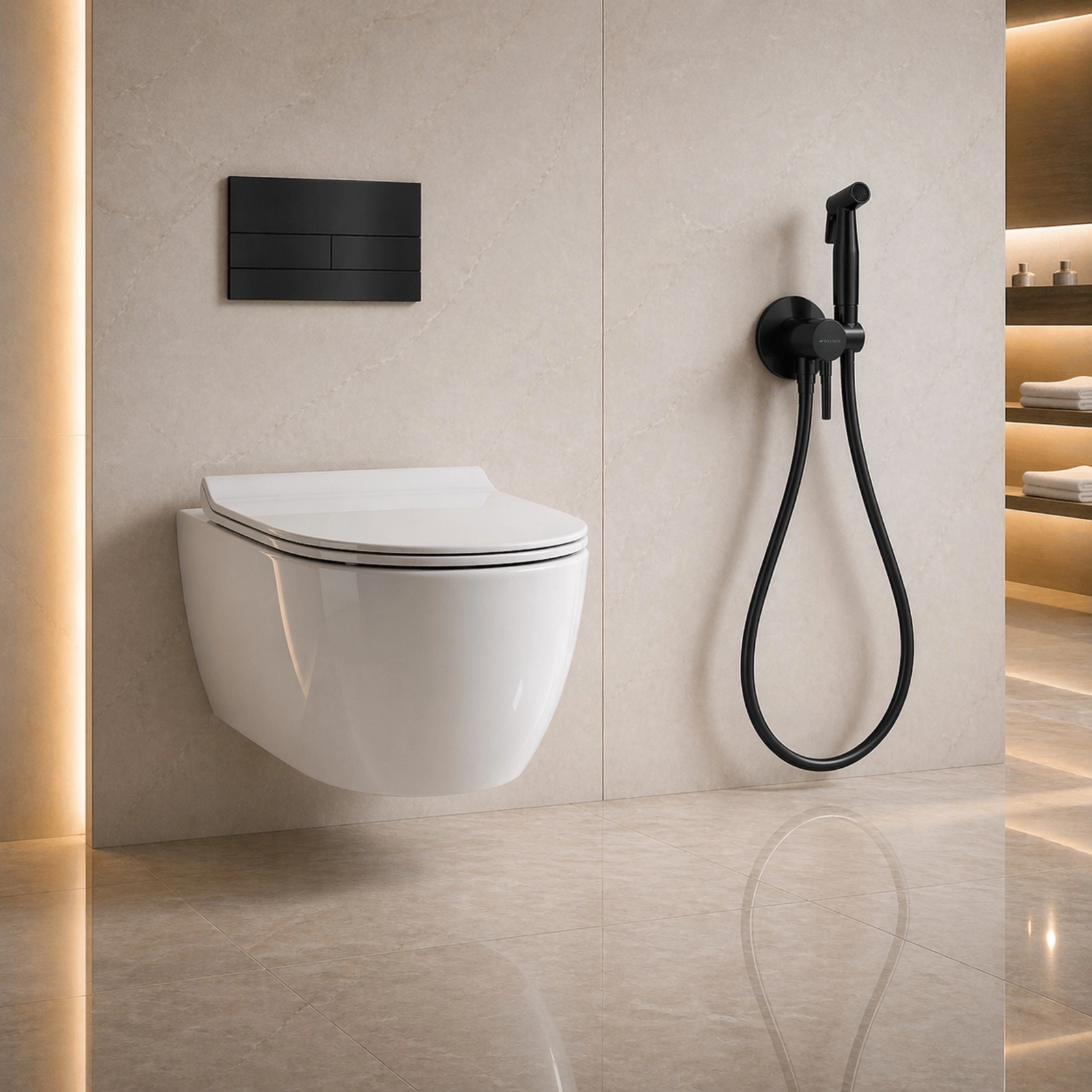 Baterie pentru bideu încastrată  Balneo CASCADE negru [3]