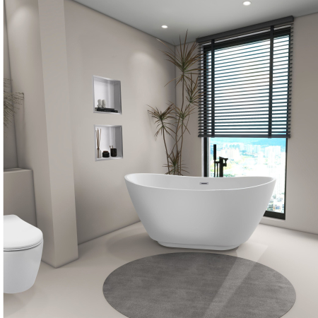 Cadă freestanding PARMA alb cu preaplin crom [3]