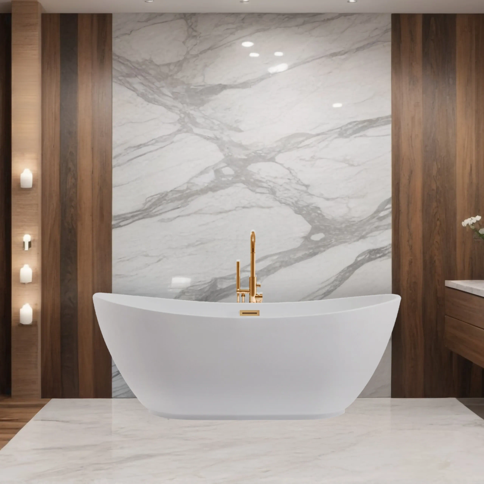 Cadă freestanding PARMA alb cu preaplin și dop cupru, 170x72 cm, din acril [1]