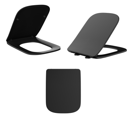 Capac WC cu închidere lentă LUGA Negru, 44.5x34 cm [5]