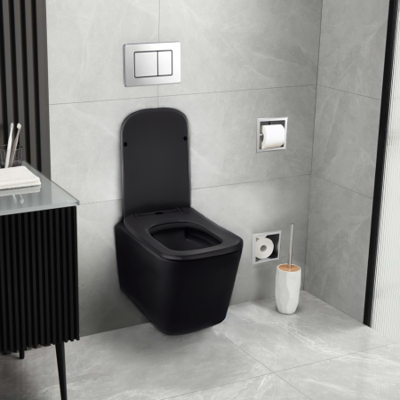 Capac WC cu închidere lentă LUGA Negru, 44.5x34 cm [1]