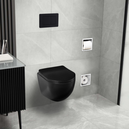 Capac WC cu închidere lentă LUNA/LUXA Negru, 42x36 cm [1]