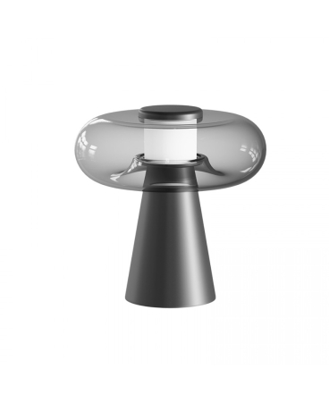 Lampi de masa - Lampă de masă LED, 18W, 3000K, din sticlă, fumuriu, negru mat, Zambelis Lights 25277