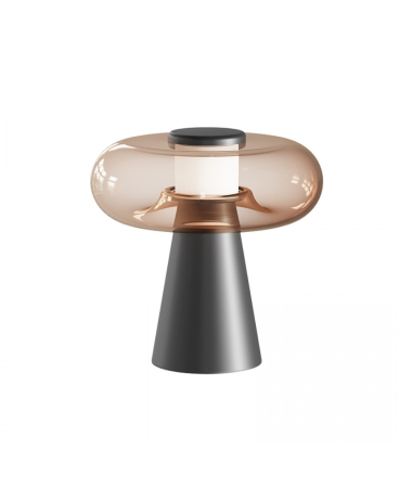 Lampi de masa - Lampă de masă LED, 18W, 3000K, din sticlă, negru mat, Zambelis Lights 25276