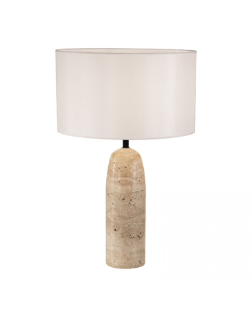 Lampi de masa - Lampă de masă, max. 40W, 1 x E27, din textil, piatră, alb, natural, Zambelis Lights 25428