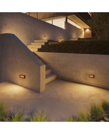 Iluminat exterior - Lampă pentru trepte LED, 6W, 3000K, din aluminiu, maro, IP65, Zambelis Lights E442