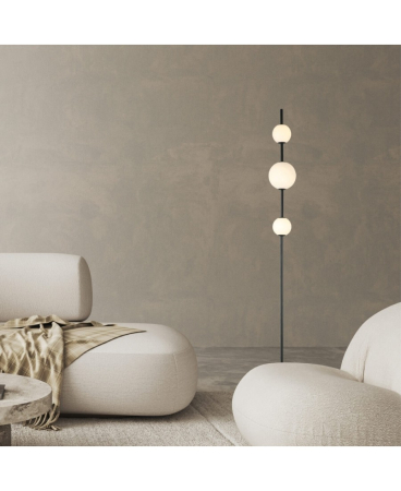 Lampi de podea - Lampadar LED, 12W, 3000K, din sticlă, metal, negru, Zambelis Lights 20135
