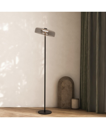 Lampi de podea - Lampadar LED, 15W, 3000K, din sticlă, metal, negru, Zambelis Lights 23055
