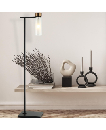 Lampi de podea - Lampadar, max. 8W, E14, din alamă, negru, alamă antichizată, Zambelis Lights 22136