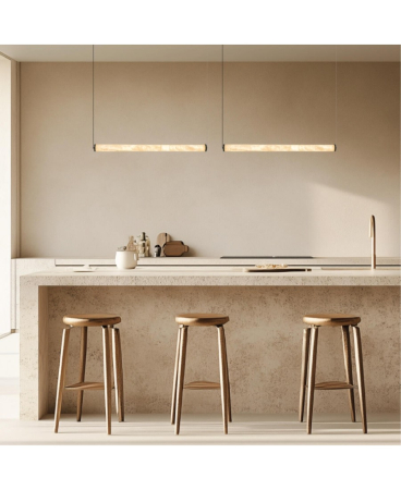 Lustre si pendule - Lustră liniară LED, 23W, 3000K, din alabastru, negru nisipiu, Zambelis Lights 2539