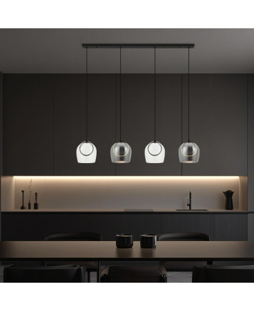 Iluminat decorativ - Lustră liniară LED, 24W, 3000K, din sticlă, metal, Zambelis Lights 23082