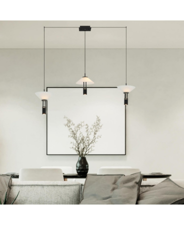 Iluminat decorativ - Lustră liniară LED, 28W, 3000K, din aluminiu, negru, Zambelis Lights 23202