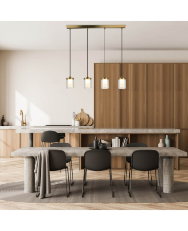Iluminat decorativ - Lustră liniară LED, 29W, 3000K, din sticlă, metal, auriu, Zambelis Lights 23020