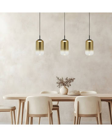 Iluminat decorativ - Lustră liniară LED, 3 x 12W, 3000K, din sticlă, negru, auriu, Zambelis Lights 23232