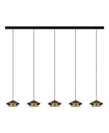 Lustre si pendule - Lustră liniară LED, 45W, 3000K, auriu periat, negru nisipiu, Zambelis Lights 25452