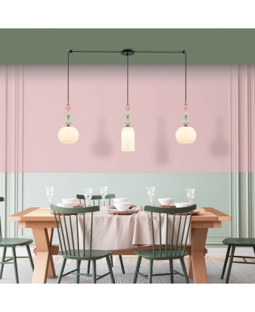 Iluminat decorativ - Lustră liniară, max. 40W, 3 x E27, din sticlă, metal, alamă, alamă antichizată, Zambelis Lights 22153
