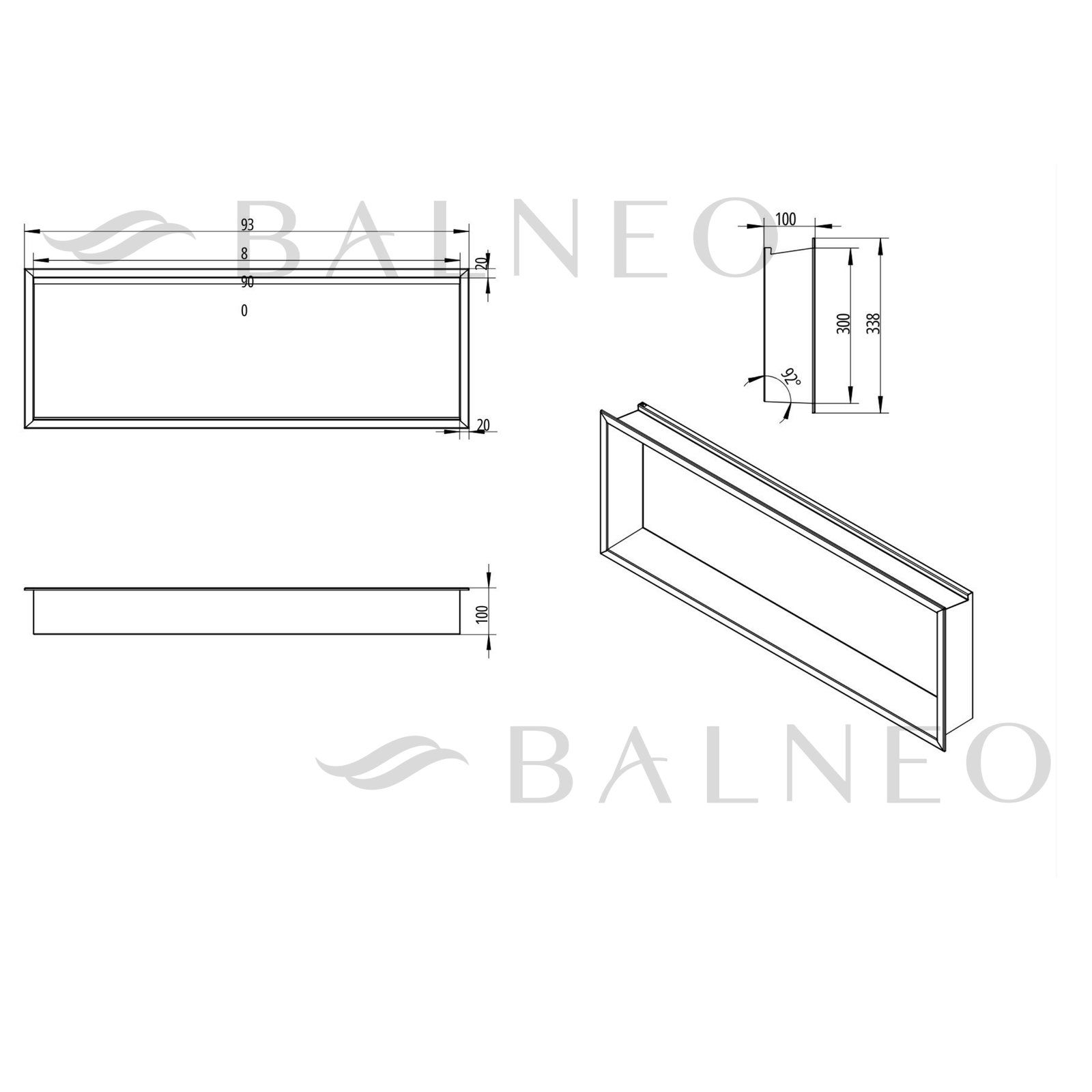 Raft încastrat Balneo Wall-Box One, 90x30x10 cm, Grafit cu LED [4]