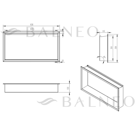 Raft incastrat Balneo Wall-Box One, nisa de dus, Inox, cu LED, 60x30x10 cm [4]