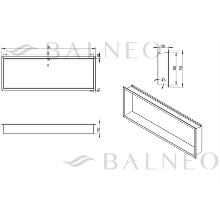 Raft incastrat Balneo Wall-Box One, nisa de dus, Inox, cu LED, 90x30x10 cm [4]