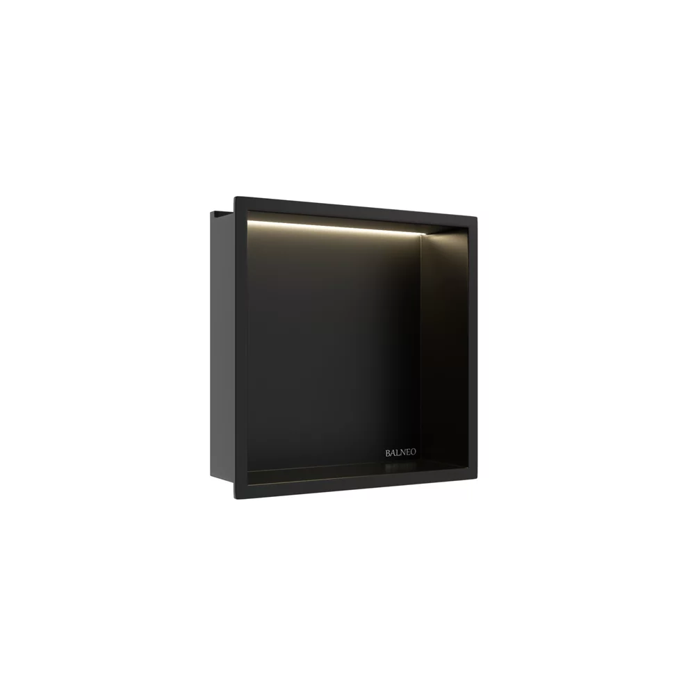 Mobilier - Raft încastrat Balneo Wall-Box One, 30x30x10 cm, Negru cu LED
