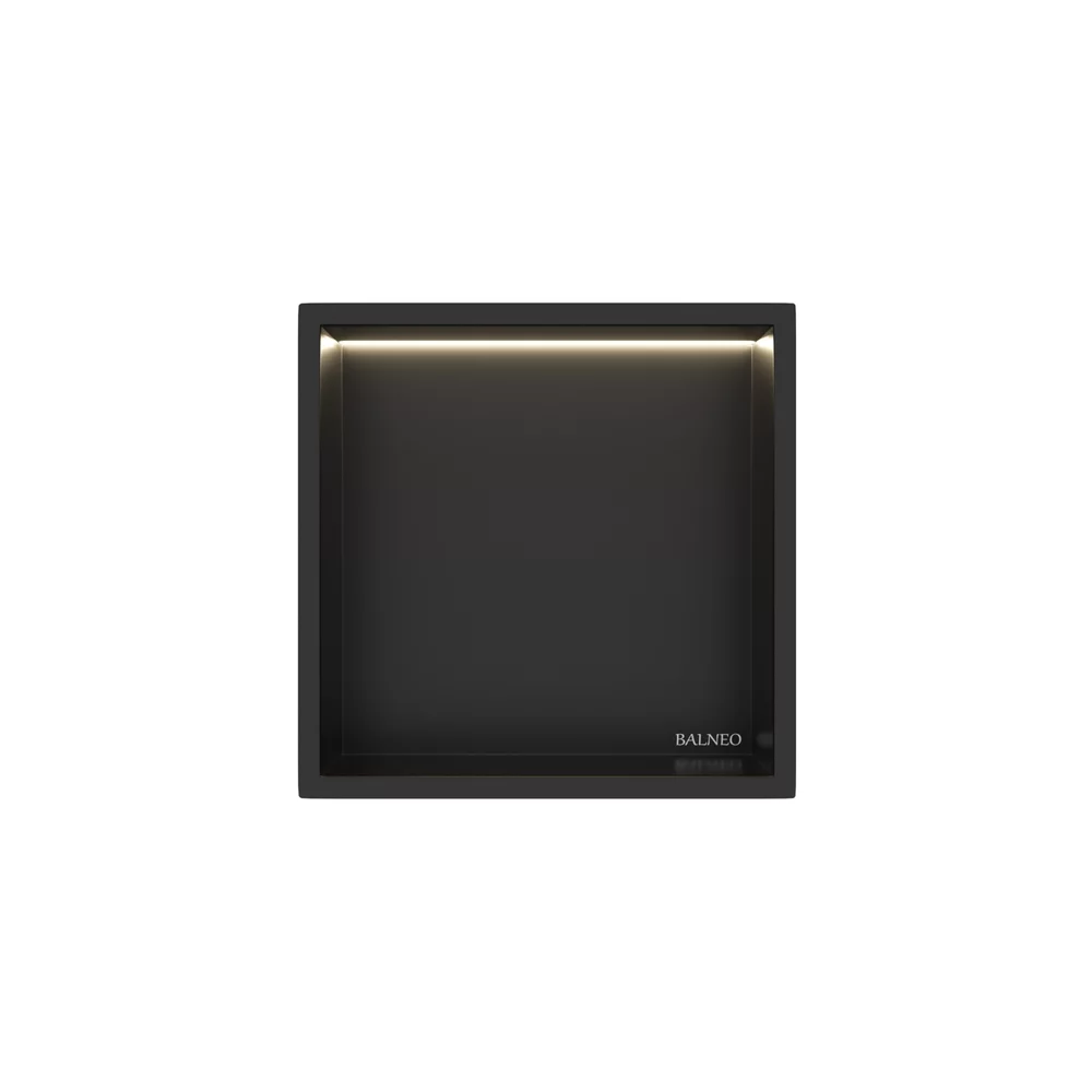 Raft încastrat Balneo Wall-Box One, 30x30x10 cm, Negru cu LED [2]