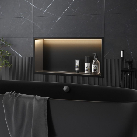Raft încastrat Balneo Wall-Box One, 60x30x10 cm, Negru cu LED [1]