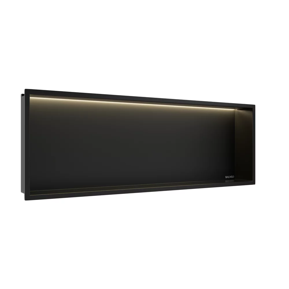 Mobilier - Raft încastrat Balneo Wall-Box One, 90x30x10 cm, Negru cu LED