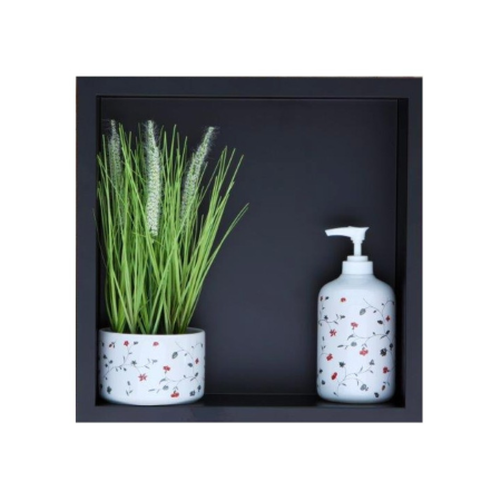 Rafturi incastrate - Raft incastrat patrat Balneo Wall-Box, nisa de dus, negru periat, 30x30x10 cm