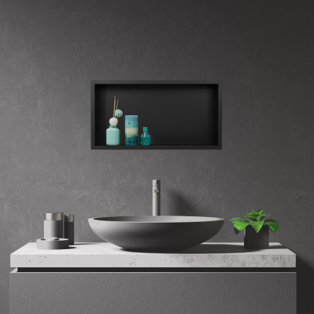 Raft incastrat Balneo Wall-Box, nisa de dus, negru periat, 60x30x10 cm [3]