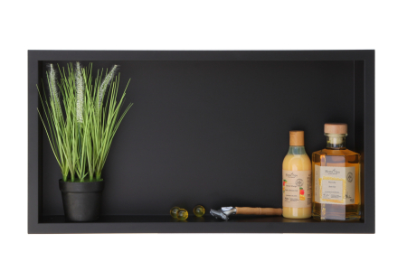 Rafturi incastrate - Raft incastrat Balneo Wall-Box, nisa de dus, negru periat, 60x30x7 cm
