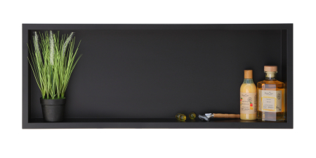 Rafturi incastrate - Raft incastrat Balneo Wall-Box, nisa de dus, negru periat, 90x30x10 cm