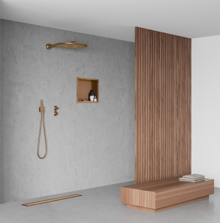 Raft incastrat patrat Balneo Wall-Box, nisa de dus, cupru periat, 30x30x10 cm [3]