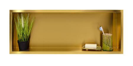 Mobilier baie - Raft incastrat Balneo Wall-Box, nisa de dus, auriu periat, 90x30x7 cm