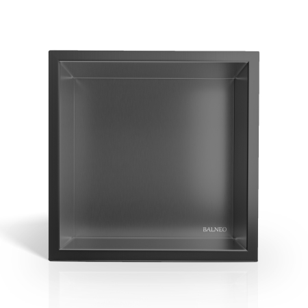 Mobilier baie - Raft incastrat patrat Balneo Wall-Box One, nisa de dus, Gun Metal periat, 30x30x10 cm
