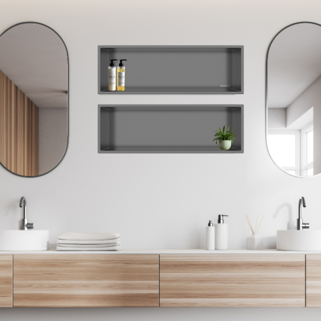 Raft incastrat Balneo Wall-Box One, nisa de dus, Gun Metal periat, 60x20x10 cm [1]